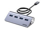 USB hub - Unitek uHUB Q4 H1337B - hub - 4-in-1 USB -C with USB-A - 4 ports USB hub - 4 porttia - USB 3.2 - Harmaa - H1337BGY01