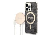 Puhelin - Kannet ja kotelot - GUESS GUBPP13LH4EACSK Case+ Charger iPhone 13 Pro black/black hard case 4G Print MagSafe - 3666339102791