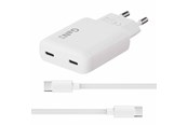 Puhelin - Adapterit & Laturit - X2O 65W GaN Dual SLIM AVS Charger (Incl. 1.5 m USB-C to USB-C Cable) - White - 01057
