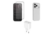 Puhelin - Muut lisävarusteet - eSTUFF - accessory kit for mobile phone - charger cover glass brown box - ES-KIT-IPH17PRO