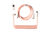 Näppäimistöt - Keychron Kierretty Aviator-kaapeli kulmaliittimellä USB 8K (Light Pink) - Näppäimistökaapeli - Vaaleanpunainen - Cab-43