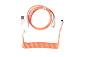 Näppäimistöt - Keychron Kierretty Aviator-kaapeli kulmaliittimellä USB 8K (Pink Orange) - Näppäimistökaapeli - Vaaleanpunainen - Cab-42