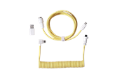 Näppäimistöt - Keychron Kierretty Aviator-kaapeli kulmaliittimellä USB 8K (Yellow) - Näppäimistökaapeli - Keltainen - Cab-44