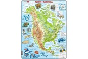Palapelit - Larsen Puzzles Palapeli Pohjois-Amerikka topografinen kartta eläimillä - 6 2D Palapelit - A32