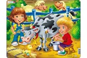 Palapelit - Larsen Puzzles Palapeli Maatila lapset lehmän kanssa - 18-palainen, Maxi 2D Palapelit - BM5