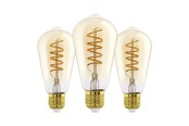 Lamput - EGLO LED-lamppu E27 ST64 AMBER 2200K 500LM 3 kpl E27 - 113142