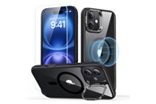 Puhelin - Kannet ja kotelot - ESR Classic Hybrid Kickstand Halolock MagSafe Case Set + Tempered Glass for iPhone 16 - Black - 4894240243640