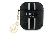Puhelin - Muut lisävarusteet - GUESS GUA2P4RPSK AirPods 1/2 cover black/black 4G Printed Stripes Charm - 3666339311063
