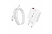 Puhelin - Adapterit & Laturit - Wozinsky WLS-20W - 20W USB-A & USB-C Wall Charger (Incl. 1m USB-C to USB-C Cable) - White - 5907769388149