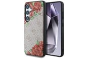 Puhelin - Kannet ja kotelot - GUESS Leather 4G Flowers Print Metal Classic Logo MagSafe Case for Samsung Galaxy S25 - Pink - 3666339449285