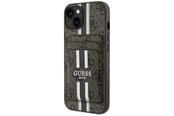 Puhelin - Kannet ja kotelot - GUESS 4G Stripes case with Magsafe wallet for iPhone 15 brown - 3666339452346