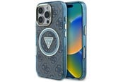 Puhelin - Kannet ja kotelot - GUESS IML Metal Glitter 4G Circle Triangle MagSafe Case for iPhone 16 Pro - Blue - 3666339430382