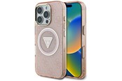 Puhelin - Kannet ja kotelot - GUESS IML Metal Glitter 4G Circle Triangle MagSafe Case for iPhone 16 Pro - Pink - 3666339430535