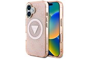 Puhelin - Kannet ja kotelot - GUESS IML Metal Glitter 4G Circle Triangle MagSafe case for iPhone 16 - pink - 3666339430511