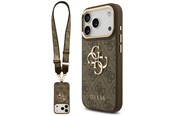 Puhelin - Kannet ja kotelot - GUESS 4G Big 4G Classic Logo Big Strap Metal Buttons Case for iPhone 17 Pro - Brown - 3666339488734