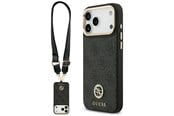 Puhelin - Kannet ja kotelot - GUESS 4G Srtass Logo & Big Strap Metal Buttons MagSafe Case for iPhone 17 Pro Max - Black - 3666339550837