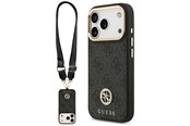 Puhelin - Kannet ja kotelot - GUESS 4G Strass Logo & Big Strap Metal Buttons MagSafe Case for iPhone 17 Pro - Black - 3666339550820