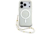 Puhelin - Kannet ja kotelot - GUESS IML Glitter Pearl Strap MagSafe Case for iPhone 17 Pro - Clear - 3666339553326