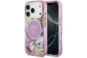 Puhelin - Kannet ja kotelot - GUESS IML Glitter Flowers Triangle MagSafe Case for iPhone 17 Pro / 18 Pro - Purple - 3666339681326