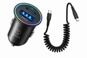 Sähköauton lataus - SiGN 60W Car Charger with Coiled USB-C to USB-C Cable - Black - SN-CAR-60W-PAK