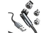 USB kaapelit - SiGN 3-in-1 360° Magnetic Cable Lightning - USB-C - Micro-USB - 2.4A - Black - SN-1224X2