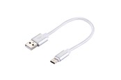 USB kaapelit - SiGN Kort USB-C-Cable with Nylon Fabric 2.4A - 12W - 20cm - Silver - SAS0459S