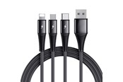 USB kaapelit - SiGN 3-in-1 Cable Lightning - USB-C - Micro-USB - 3A - 1.2m - Black - SN-1230G4