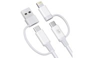 USB kaapelit - SiGN 4in1 USB-A/USB-C to Lightning/USB-C cable 60W/3A - 1m - White - SN-1T4ACLC