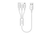 USB kaapelit - SiGN 3-in-1 Cable 0.25m - Lightning - USB-C - Micro-USB 5V - 3A - White - SN-3in1CABWH