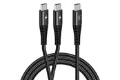 USB kaapelit - SiGN 2-in-1 USB-C cable to 2x USB-C 60W - 1.2m - black - SN-CAB2i1