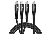 USB kaapelit - SiGN 3-in-1 USB-C cable Lightning 27W & 2x USB-C 60W - Black - SN-CAB3i1