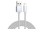 USB kaapelit - SiGN USB-A to Lightning Cable - 2.1A - 2m - Nylon - Silver - SNCAB-LIGH2MSIL