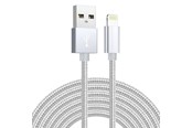 USB kaapelit - SiGN USB to Lightning Cable - 2.1A - 3m - Nylon - Silver - SNCAB-LIGH3MSIL