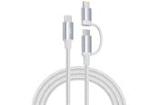 USB kaapelit - SiGN 2in1 USB-C to USB-C 60W PD 3A / Lightning 27W cable - 1m - White - SN-CCLPD1M