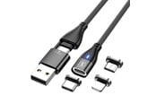 USB kaapelit - SiGN Magnetic cable 3-in-1 USB-C - Lightning - Micro-USB 2.4A - 1 m - Black - SNMAG-MTLBL