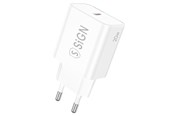 Puhelin - Adapterit & Laturit - SiGN Wall Charger USB-C PD - 20W - White - SN-076PDW