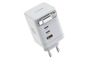 Puhelin - Adapterit & Laturit - SiGN 100W GAN Fast Charger with Retractable USB-C Cable - White - SN-100WCC