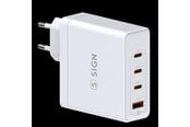 Puhelin - Adapterit & Laturit - SiGN Fast Charger GaN 140W 3x USB-C / 1x USB-A - White - SN-140W