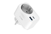 Puhelin - Adapterit & Laturit - SiGN Wall adapter with power outlet and USB ports 20W - White - SN-2009ACL