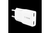 Puhelin - Adapterit & Laturit - SiGN GaN Ultra Slim Fast Charger 2x USB-C - PD & QC3.0 - 3A - 20W - White - SN-GAN20WCC