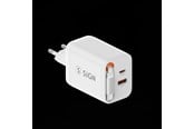 Puhelin - Adapterit & Laturit - SiGN GaN Fast Charger USB-C/USB-A 40W with extendable USB-C cable - White - SN-TC-40W