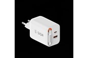 Puhelin - Adapterit & Laturit - SiGN GaN Fast Charger USB-C/USB-A 65W with extendable USB-C cable - White - SN-TC-67W