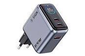 Puhelin - Adapterit & Laturit - SiGN 65W Fast Charger with Display - 2x USB-C / 1x USB-A - Gray - SN-UG65W