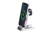 Puhelin - Adapterit & Laturit - SiGN 3-in-1 Wireless Charging Stand with Alarm Clock - 15W - White - GBT-WD28