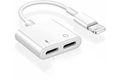 USB kaapelit - SiGN Lightning to 2x Lightning Adapter - 5V - 2A - 10cm - Charge and Listen - White - SN-IPHL