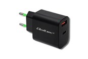 Puhelin - Adapterit & Laturit - Qoltec 51713 USB-C-verkkolaturi - 18 W - musta - 51713