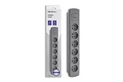 Virtakaapelit (ulkoinen) - Qoltec 50277 jatkopistorasia - 6 Type F pistorasiaa - 1.8 m - 3680 W - Harmaa - 50277