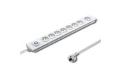 Virtakaapelit (ulkoinen) - Qoltec 50293 ylijännitesuoja - 8 AC-pistorasiaa - 230 V - 2200 W - 1.5 m - Valkoinen - 50293