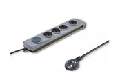 Virtakaapelit (ulkoinen) - Qoltec Quick switch 50163 ylijännitesuoja - 4 pistorasiaa - 1.5 m johto - Harmaa - 50163