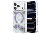 Puhelin - Kannet ja kotelot - GUESS Resin Flowers Glitter MagSafe Case for iPhone 18 Pro / 17 Pro - Purple - 3666339681142